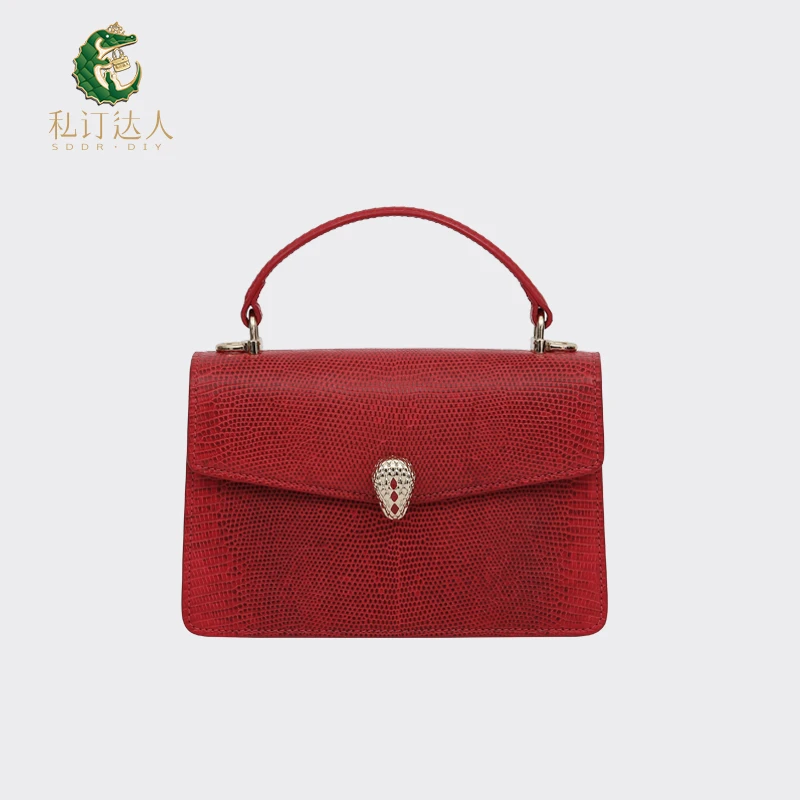 私订达人春夏新款雅丹女士真皮百搭时尚蜥蜴皮手拎女包