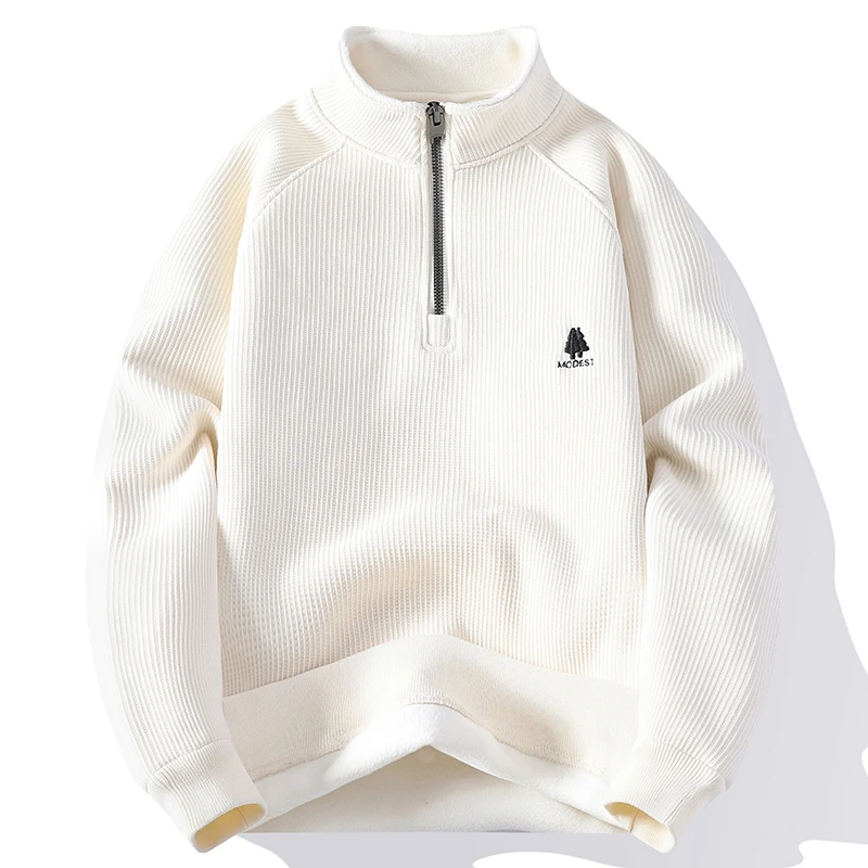 春季男士半高领拉链卫衣春秋季潮流百搭长袖新款美式潮牌百搭上衣