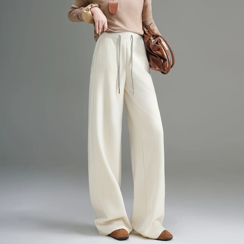 【段公子甄选】阔腿裤女秋冬新款高腰垂顺香蕉直筒休闲裤厚款68828