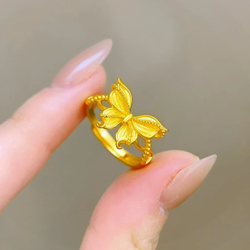 【现货现发】花丝缤纷蝴蝶戒指烟雨梦蝶小福蝶指环开口戒