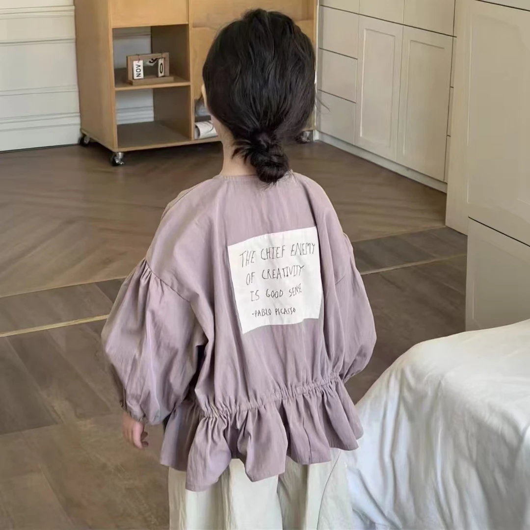 女童风衣外套2025秋季新品韩版宝宝童装洋气荷叶边收腰上衣百搭