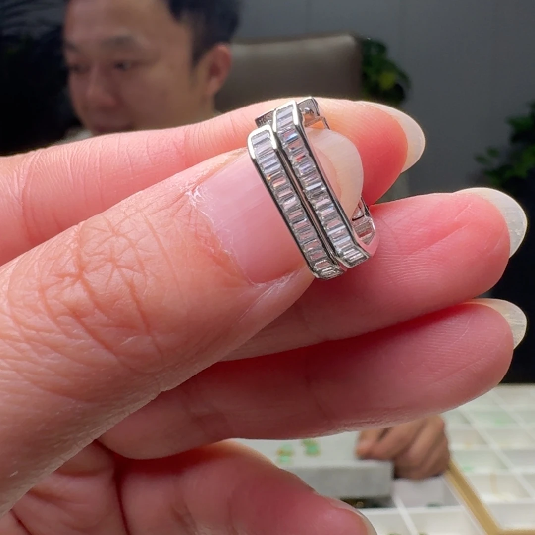 翡翠银S925镶嵌耳饰银耳包