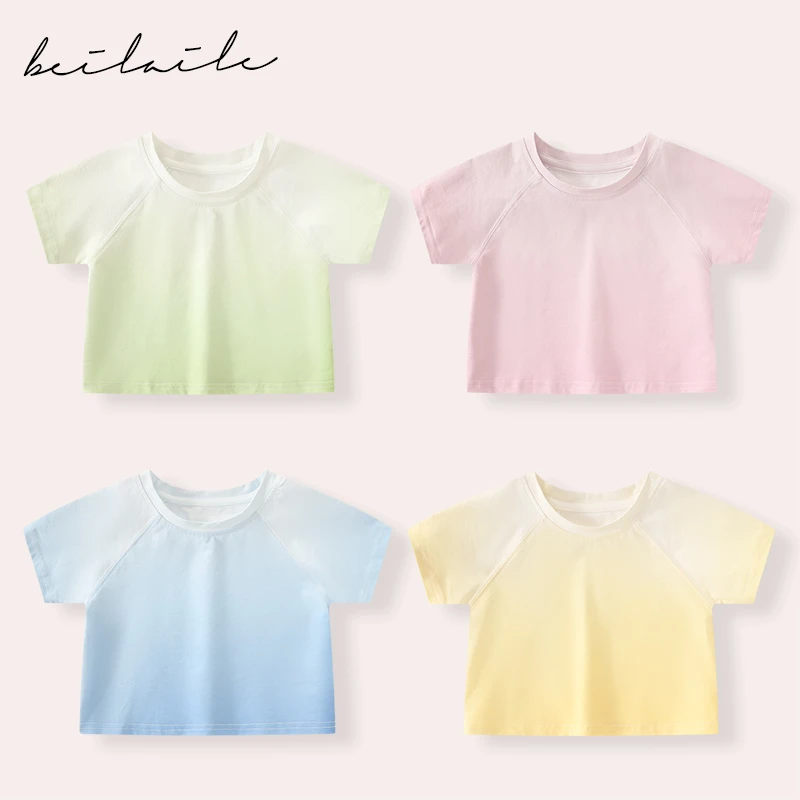 【渐变短袖T恤 小乐妈咪】婴儿装男女童T恤休闲宝宝长袖打底衫夏C28