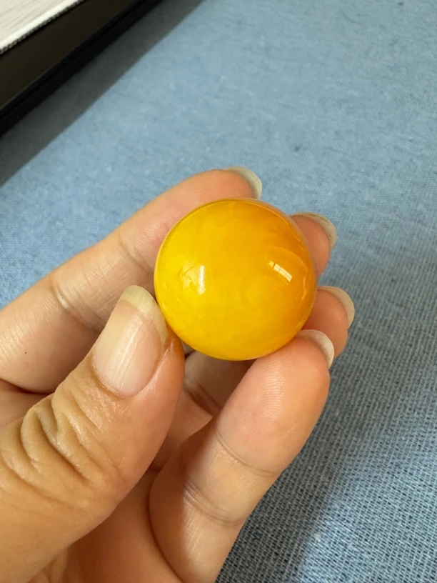 天然原矿蜜蜡鸡油黄圆珠