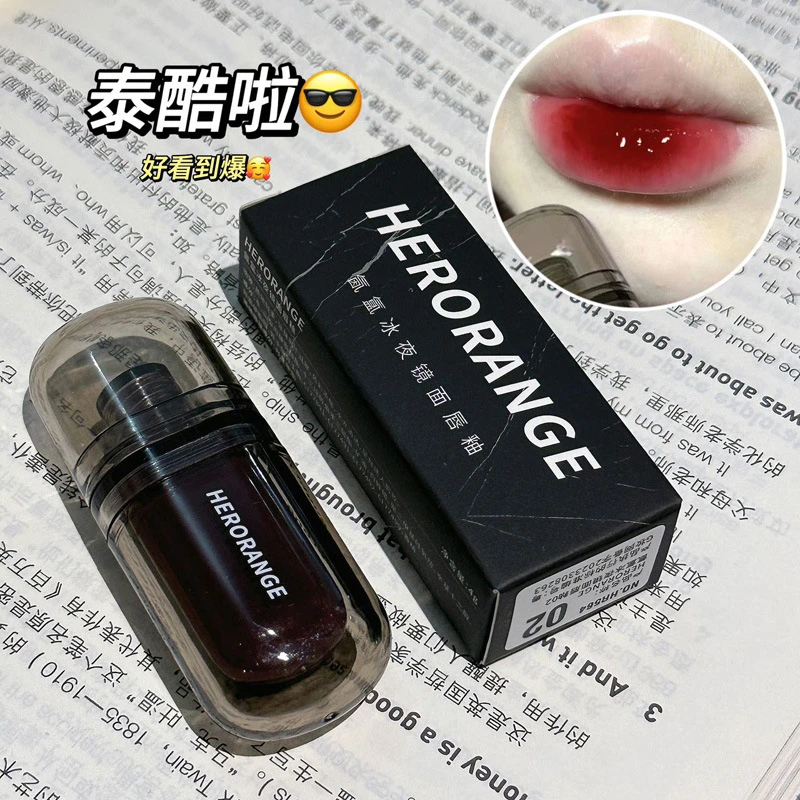 HERORANGE~氤氲冰夜镜面口红唇釉持久伪素颜显白水光玻璃唇彩