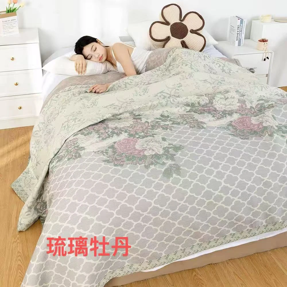 【琉璃牡丹】230*250cm高端私人订制软绵毯床盖