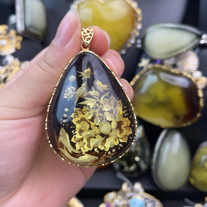 琥珀银S925镶嵌裸石