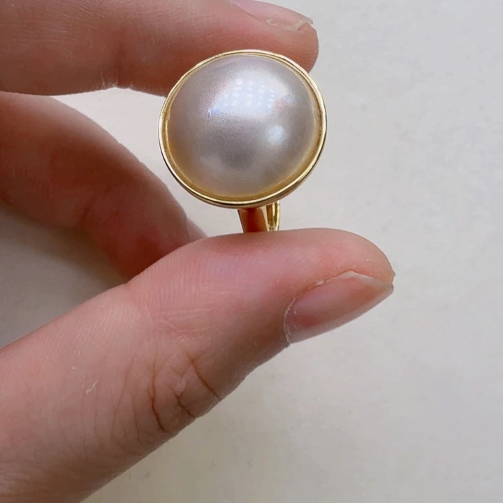拼合珍珠（马贝珠）戒圈银S925镶嵌