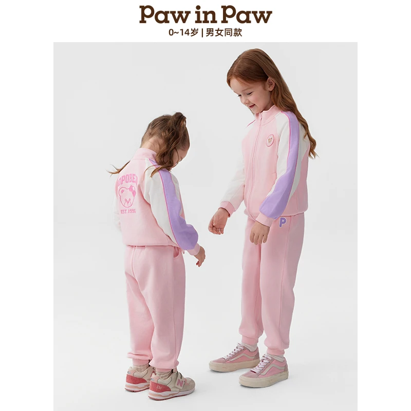 PawinPaw25年春夏新款男女童休闲纯棉运动撞色套装PCSMF2161E