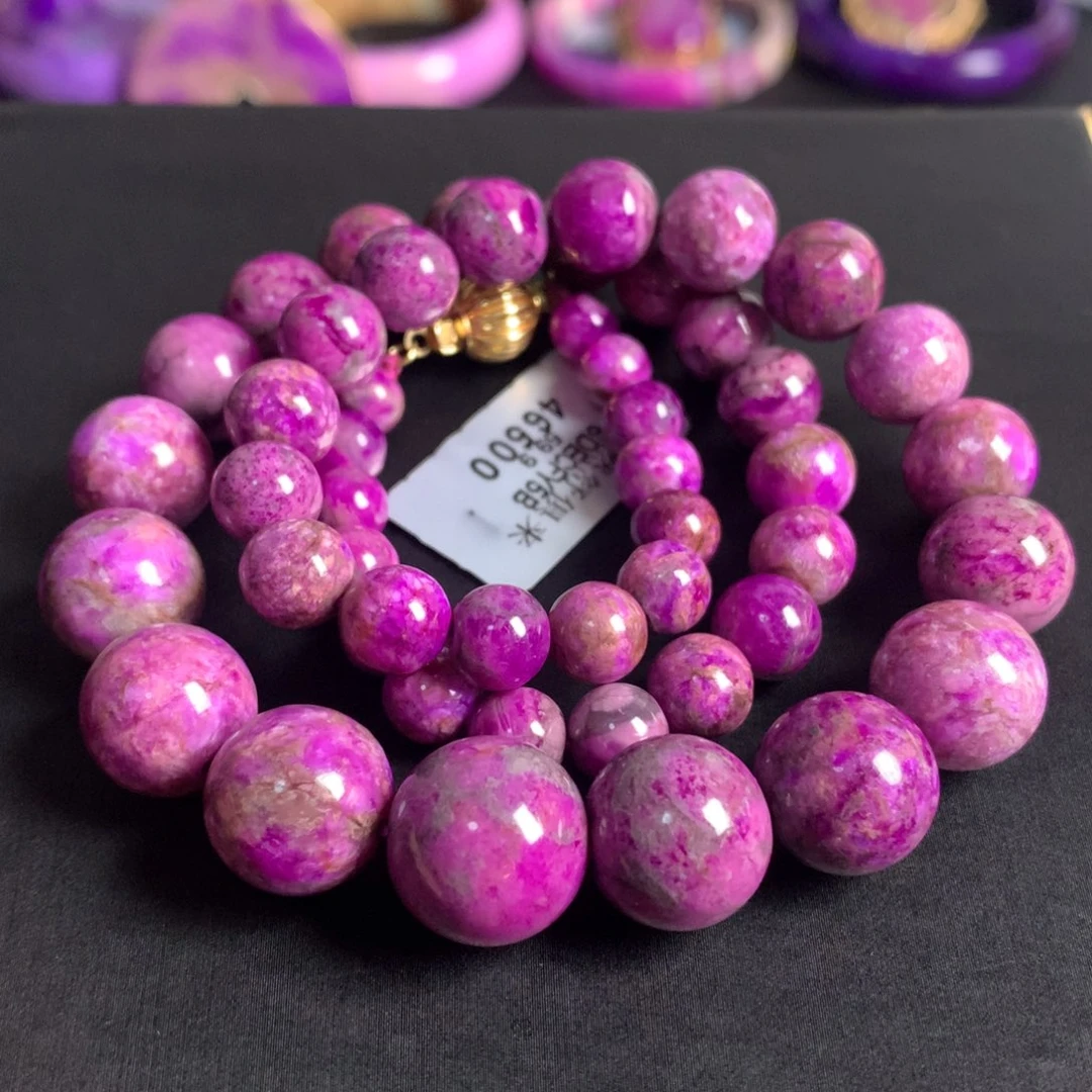 苏纪石（舒俱来）未镶嵌桃红冰种圆珠塔链