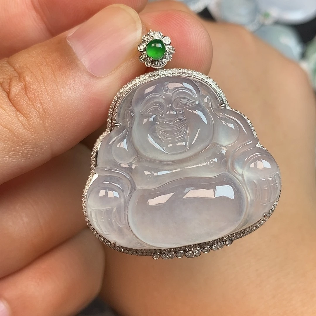 颈饰18K金镶嵌翡翠佛公
