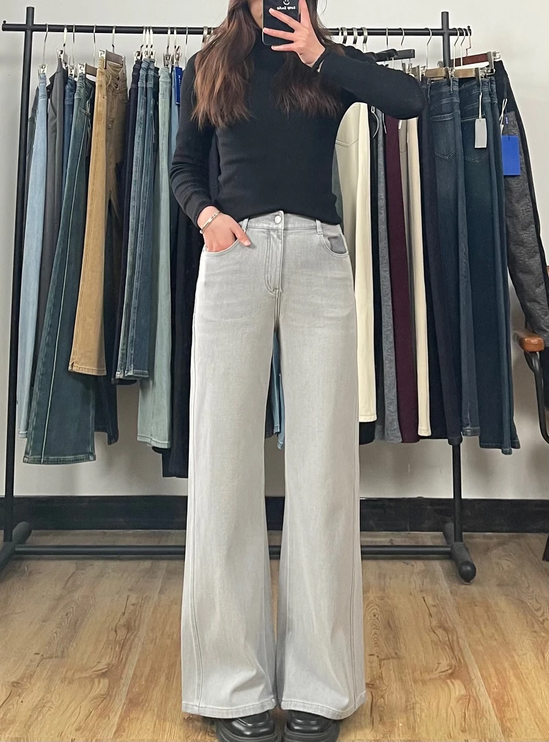 原•【阔腿裤】 春新牛仔阔腿裤时尚百搭高腰显瘦C9680