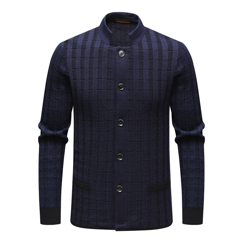 AB862【100羊毛开衫】邦纳男式舒适有弹力休闲毛衣 深蓝色