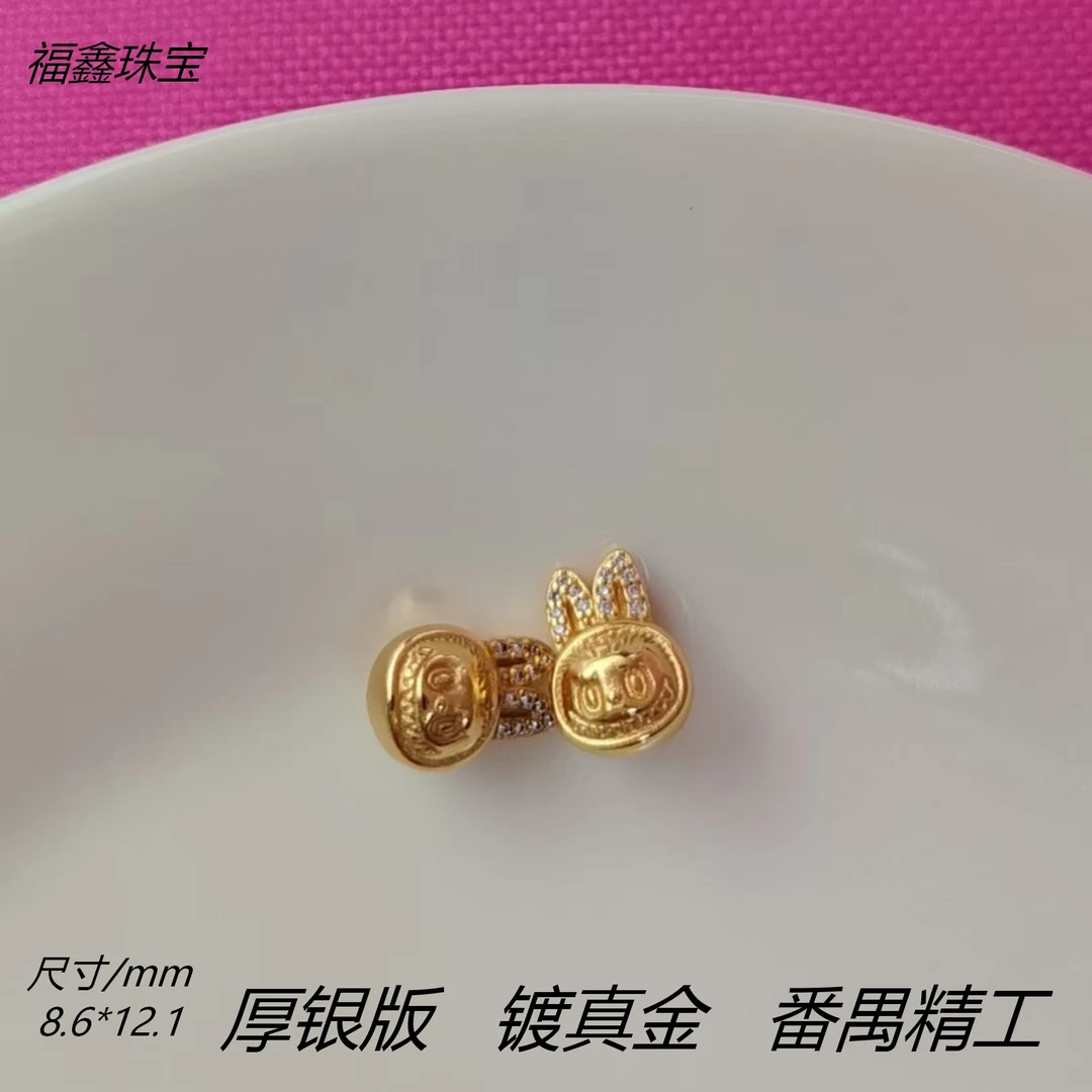 925银银制品 精工古法银镀金拉布布隔珠diy银配件