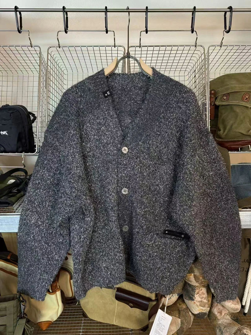 31911-Cardigan Stretch Wool进口混纺手工毛衣开衫