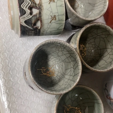 【闪购商品】碟自**球中古工艺品回流瓷器口沿有脱金