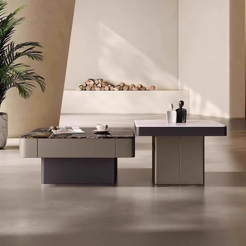 微晶石意式方形轻奢感茶几客厅2025家用小户型设计师岩板茶几边几