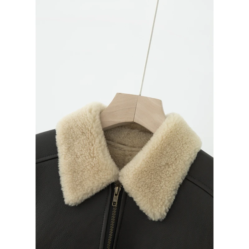 毛领复古机车休闲冬一体皮衣PY4K3056