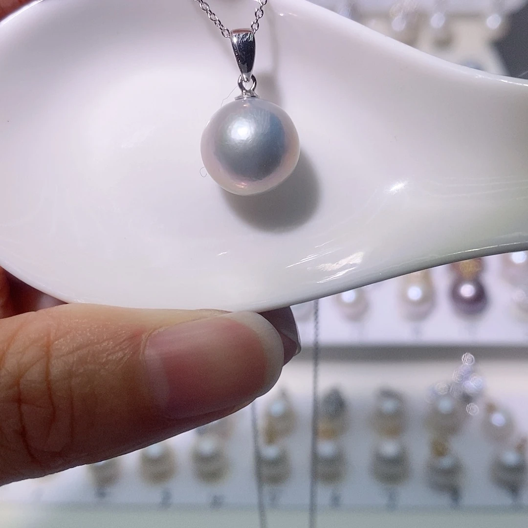 淡水珍珠吊坠(赠链)银S925镶嵌J**y尺寸11/12