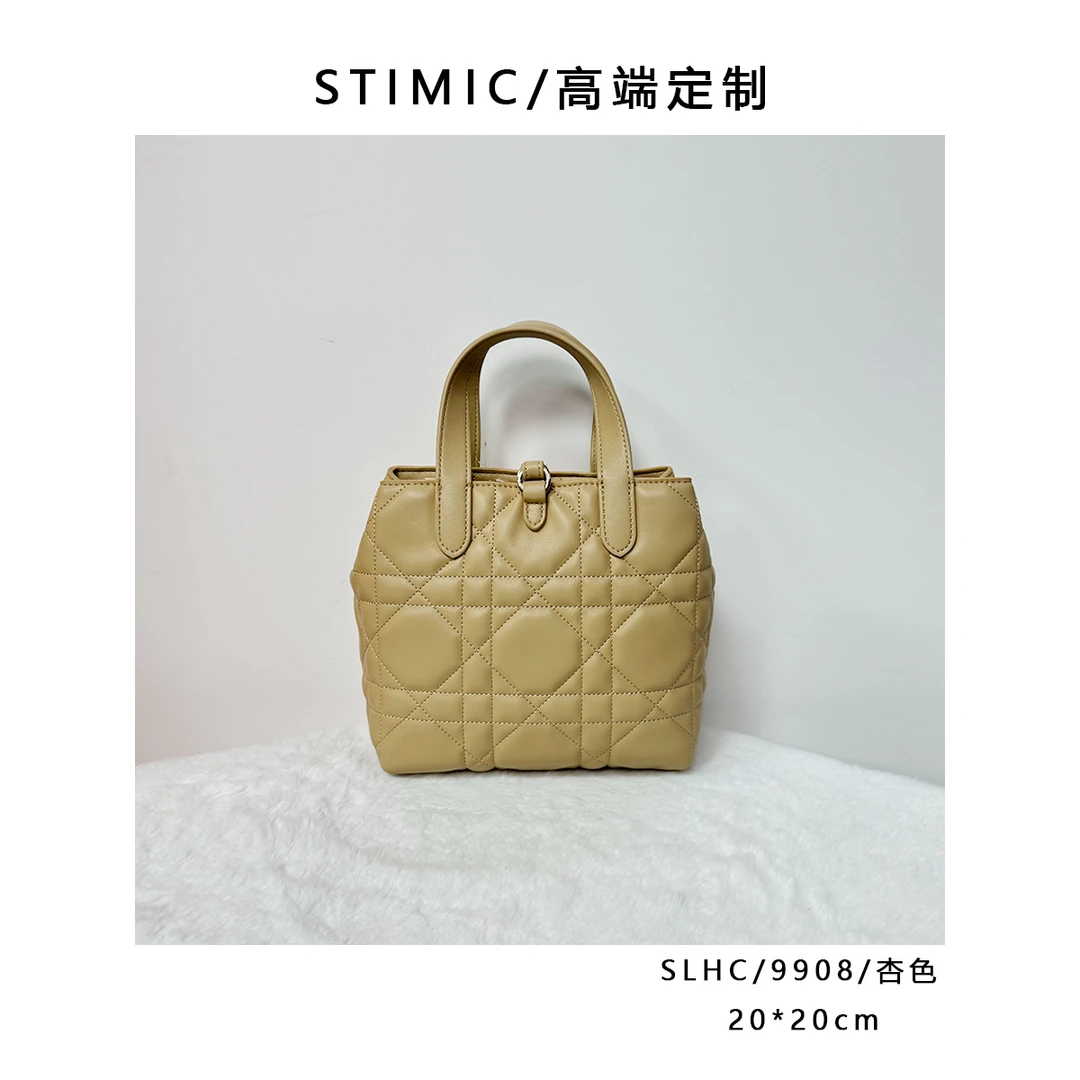 SLHC/9908/杏色高端订制手工蜡线女士时尚单肩轻奢斜挎包9908