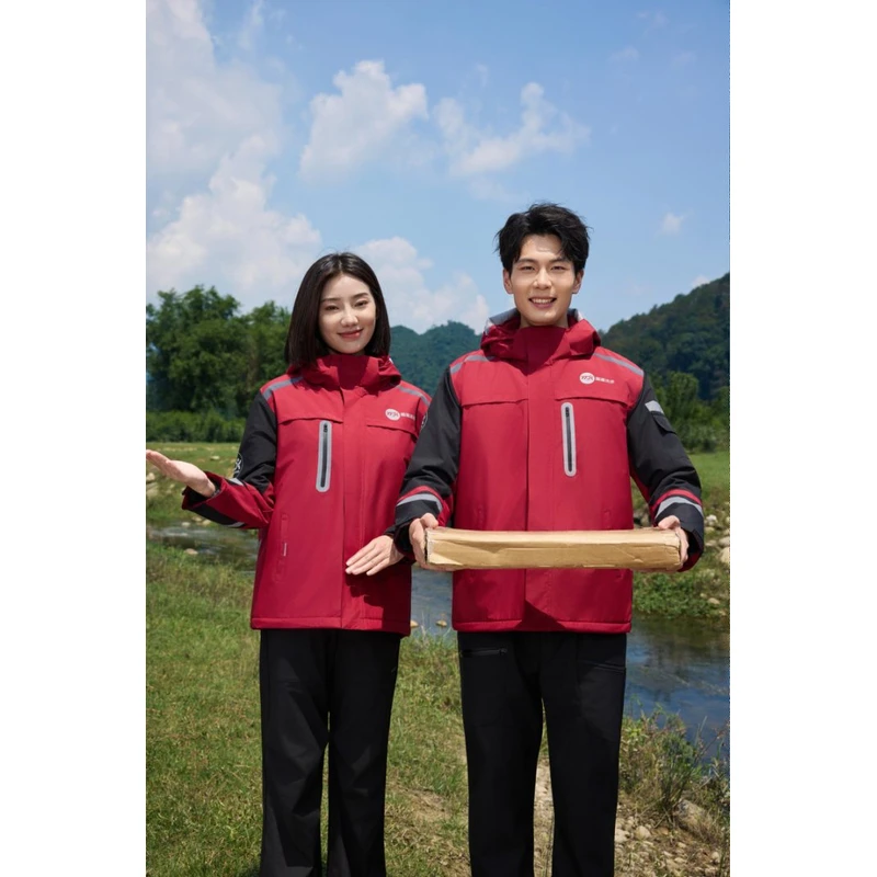 圆通速递工作服冲锋衣新款外套工装圆通快递一体防水工作服