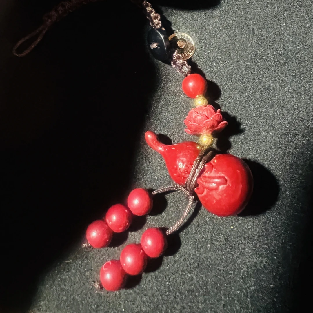 平安物品朱砂平安吉祥朱砂葫芦莲花钥匙扣