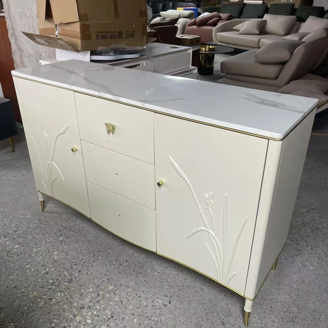 G265兰蝶斗柜地柜现代奶油法式风格【样品】（135*40*86）