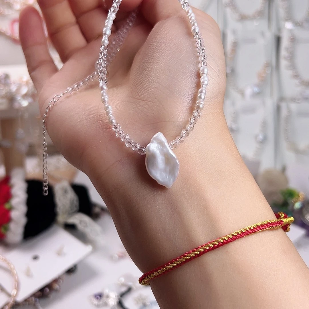 淡水珍珠银S925镶嵌颈饰