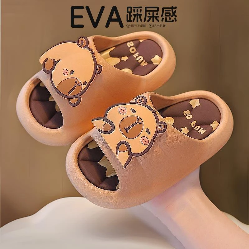 居洗澡不磨脚一字拖网红鞋潮流拖鞋女士可爱风皮鞋夏季童鞋宝宝夏