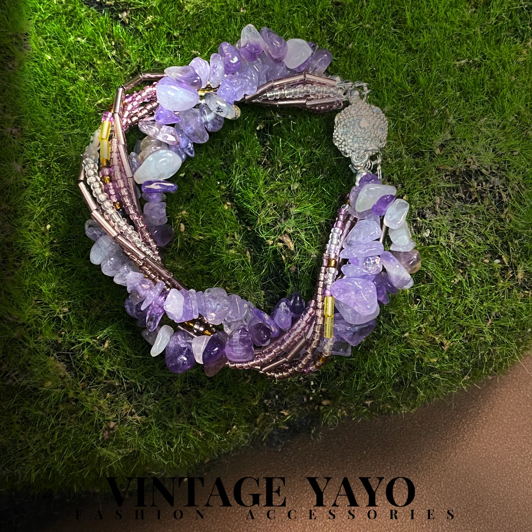 复古手工设计师轻奢时尚紫色水晶手链20171