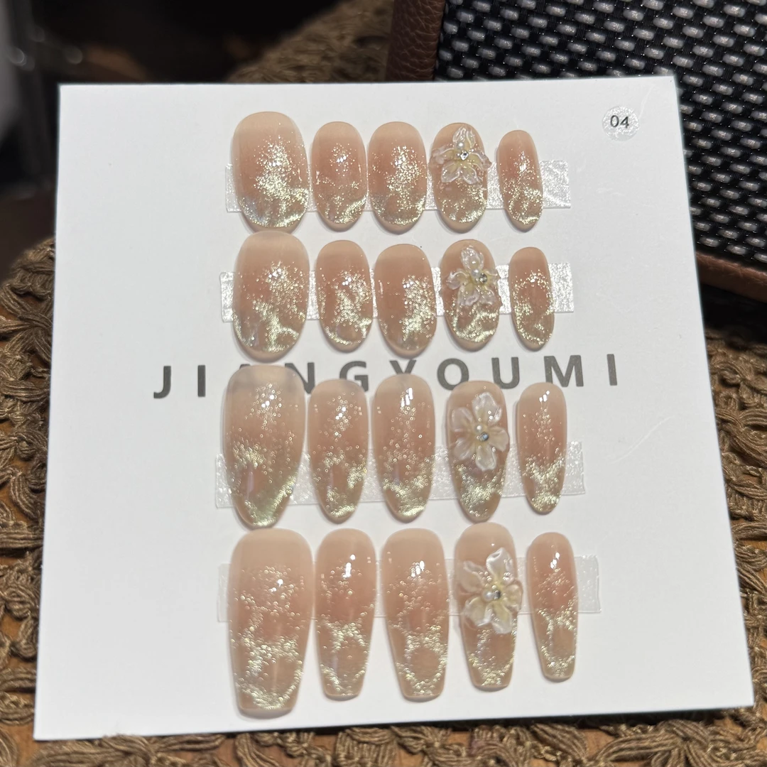 盛夏·纯手工腮红显白水波纹立体冰花气质高级穿戴甲