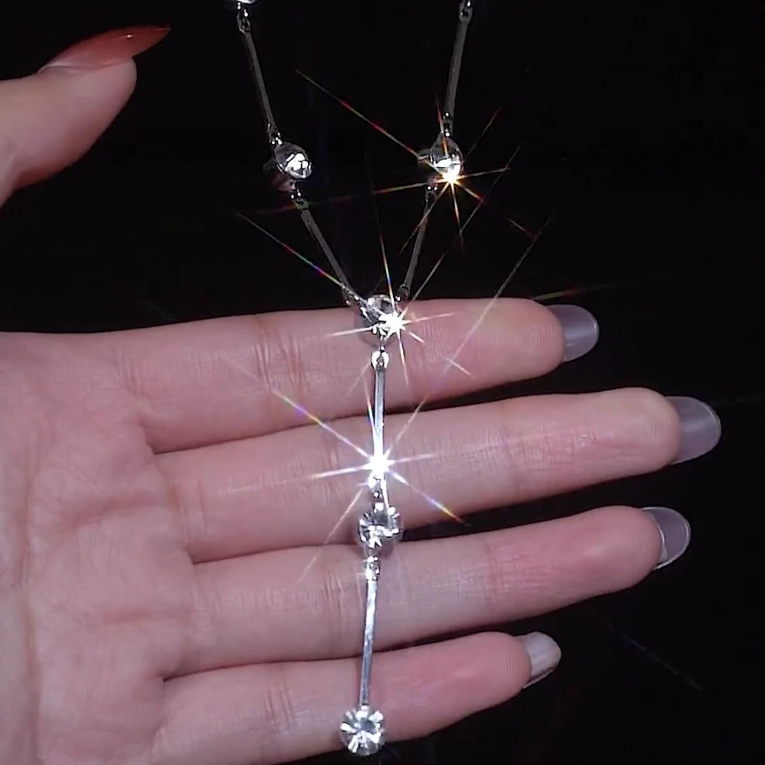 合金仿水晶项链  合金项链精工闪亮满天星秋冬新款毛衣链