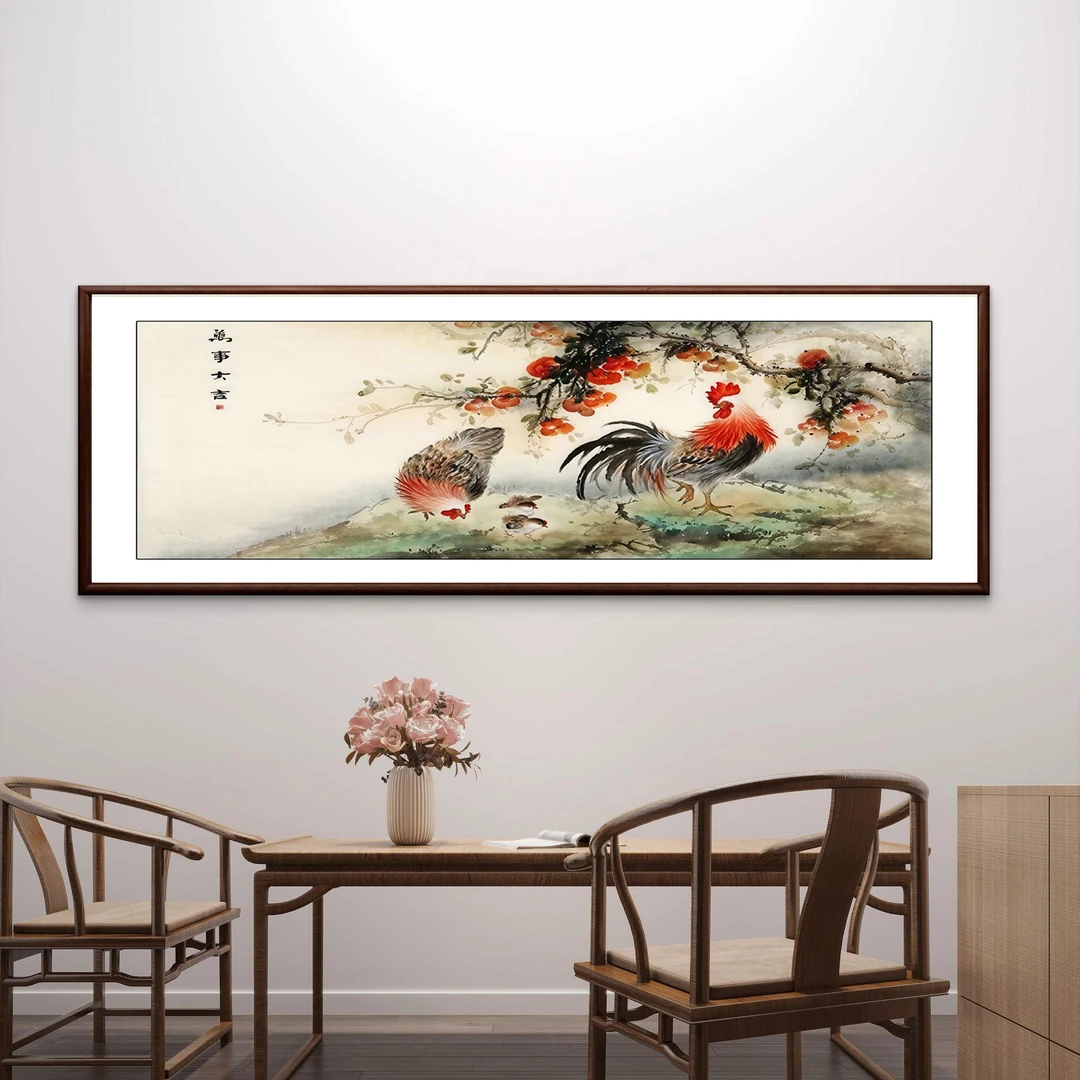 117-50*150万事大吉挂画适合沙发背景墙茶室办公室客厅装饰画