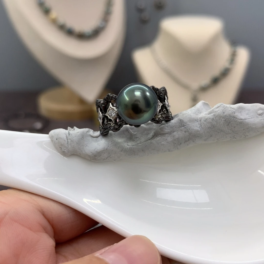 银S925镶嵌戒圈海水珍珠@****y