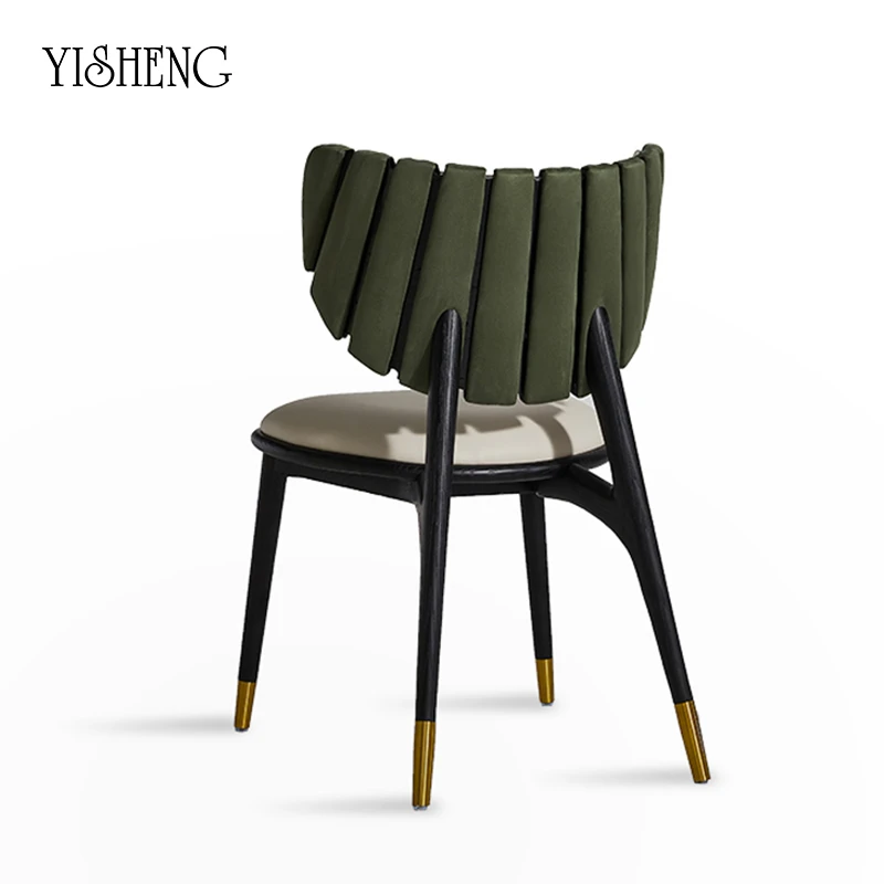 意式轻奢实木餐椅洽谈椅休闲椅家用售楼部会所别墅餐厅设计师椅子