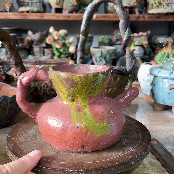 手工粗陶透气高温花盆18