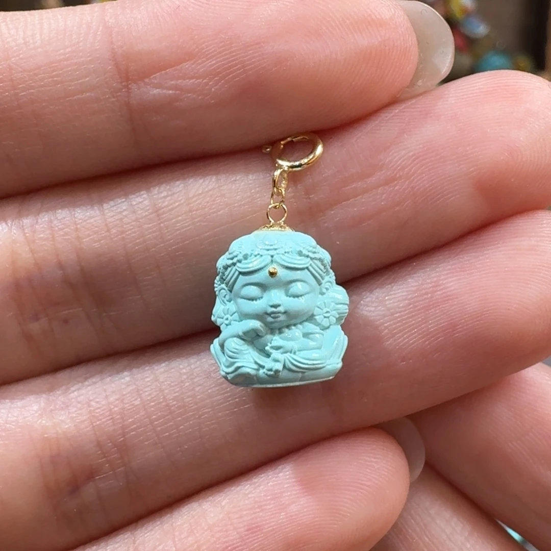 绿松石18K金镶嵌度母滴流