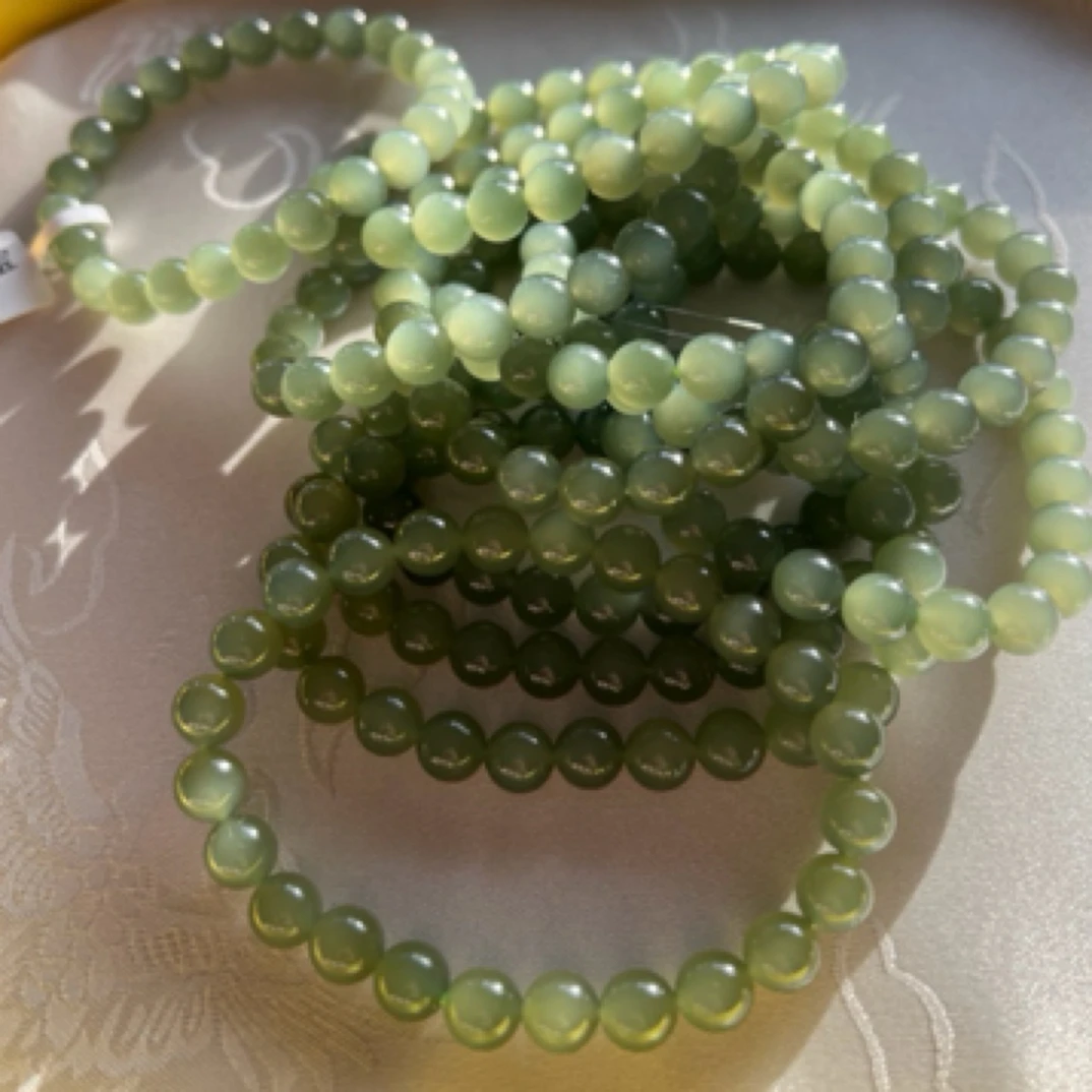 和田玉青海老料湖水冰底猫眼手串7.5-8.0mm （多样性发货拍一发一）