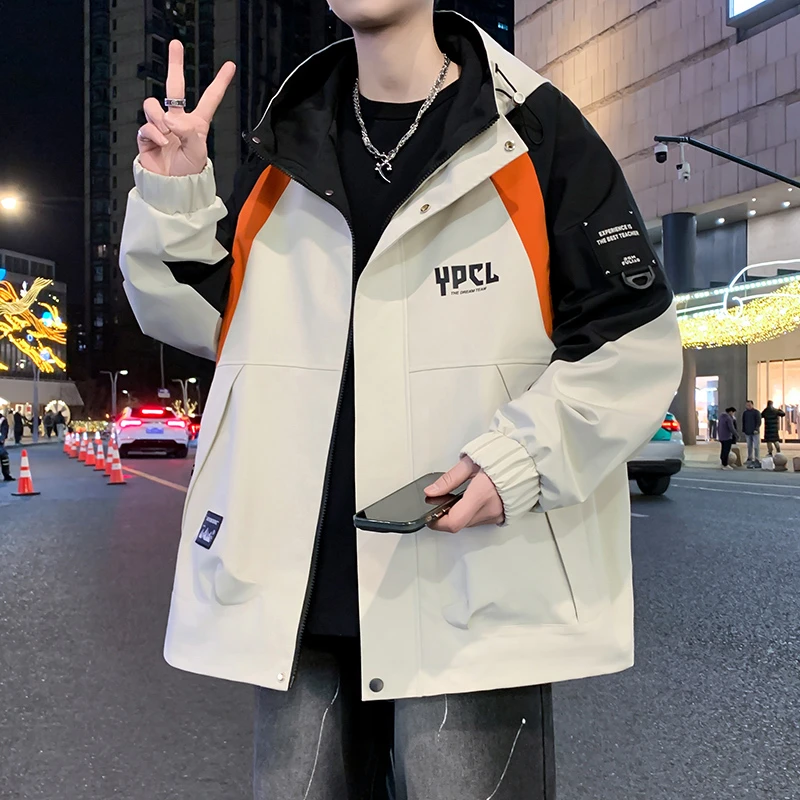 2025秋冬新款青少年男生港风宽松潮流学生休闲百搭冲锋衣夹克外套