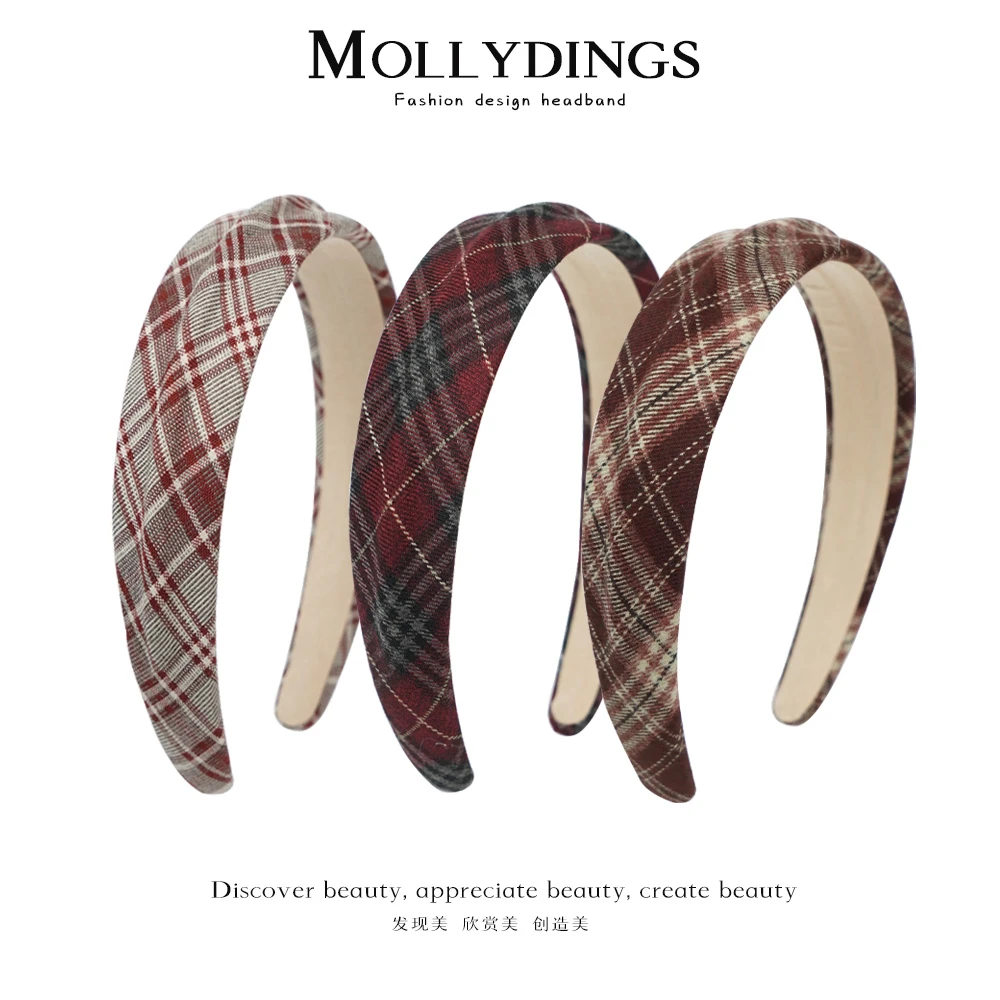 格纹控~秋冬复古宽边发箍女2025新款学院风高级感头箍高颅顶发卡