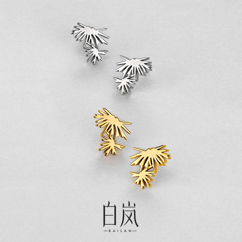 925银耳饰 【1月上新】白岚松叶耳钉新年礼物简约个性精致ED4539