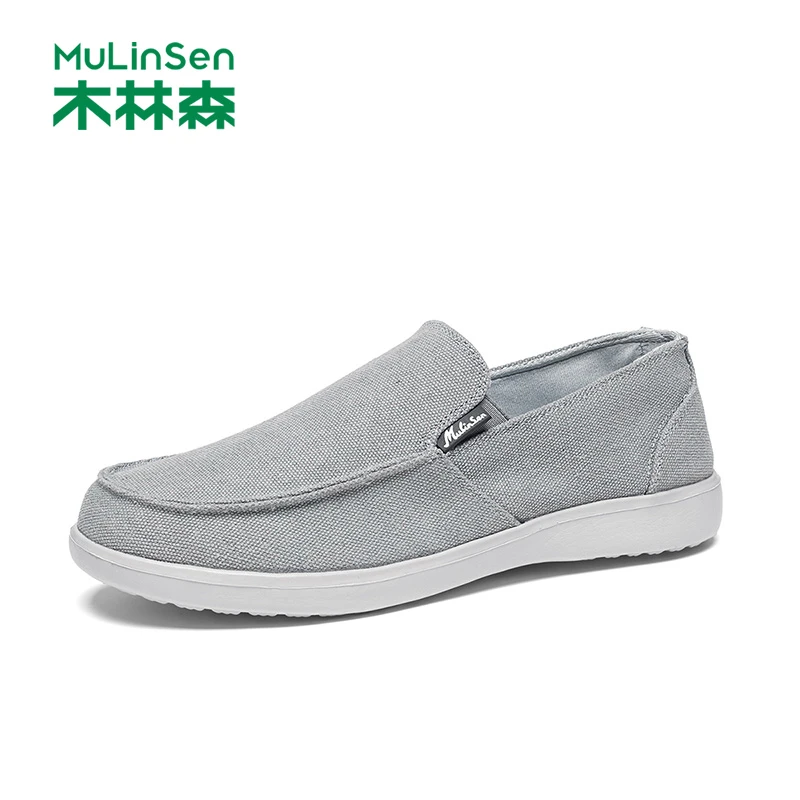 木林森男鞋2025新款秋季透气轻便软底健步鞋一脚蹬休闲男士布鞋