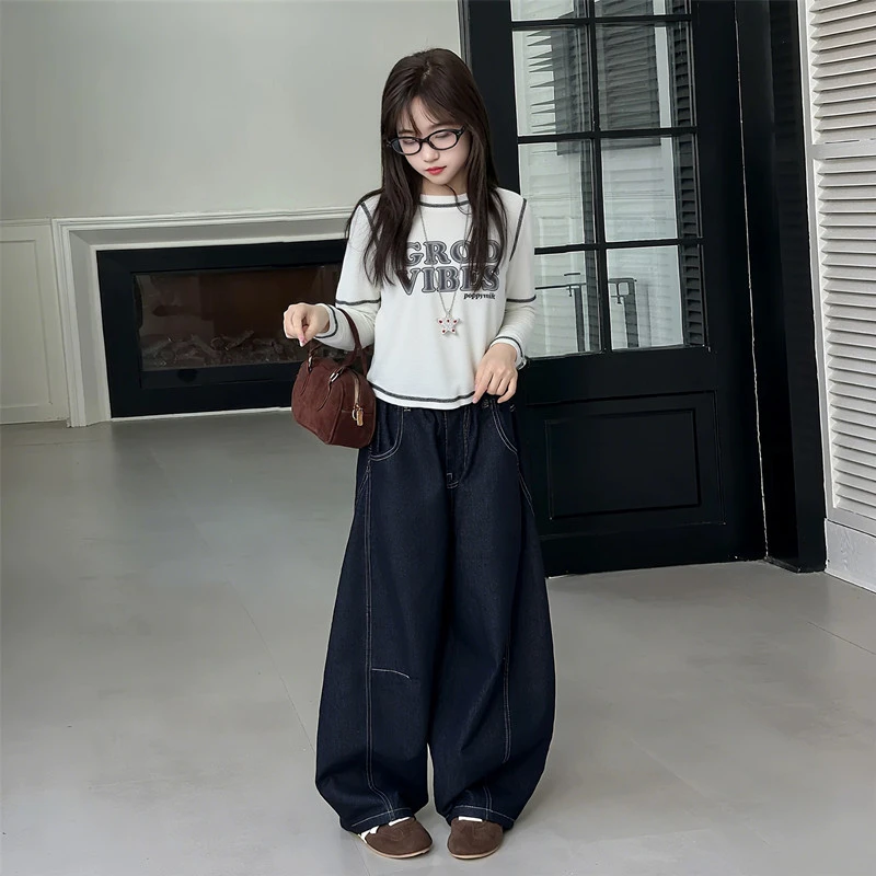 童装秋季套装2025新款6-12岁中大童洋气上衣阔腿裤儿童时尚套装