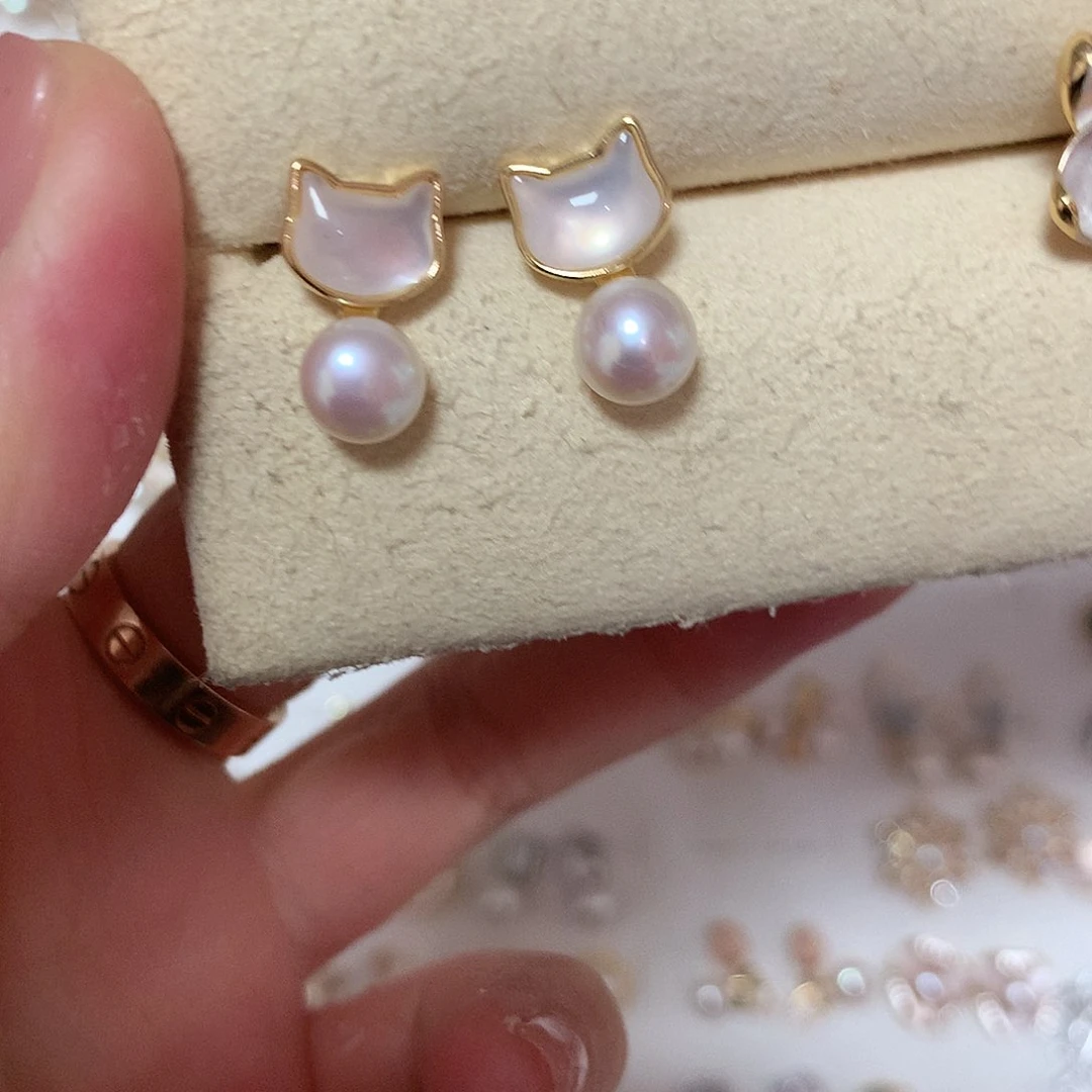淡水珍珠耳饰合金
