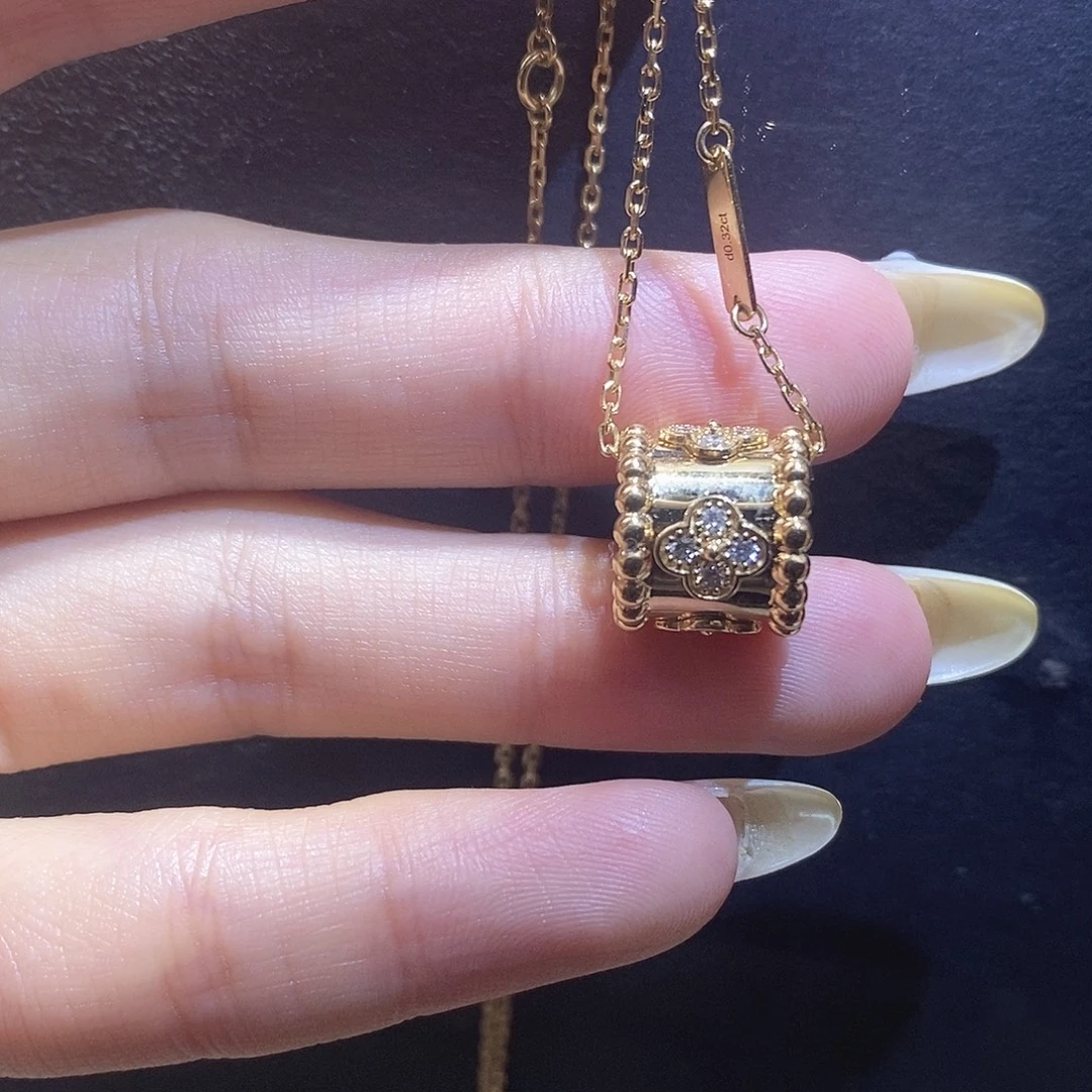 颈饰18K金镶嵌钻石万花筒路路通项链k黄（8:9g）