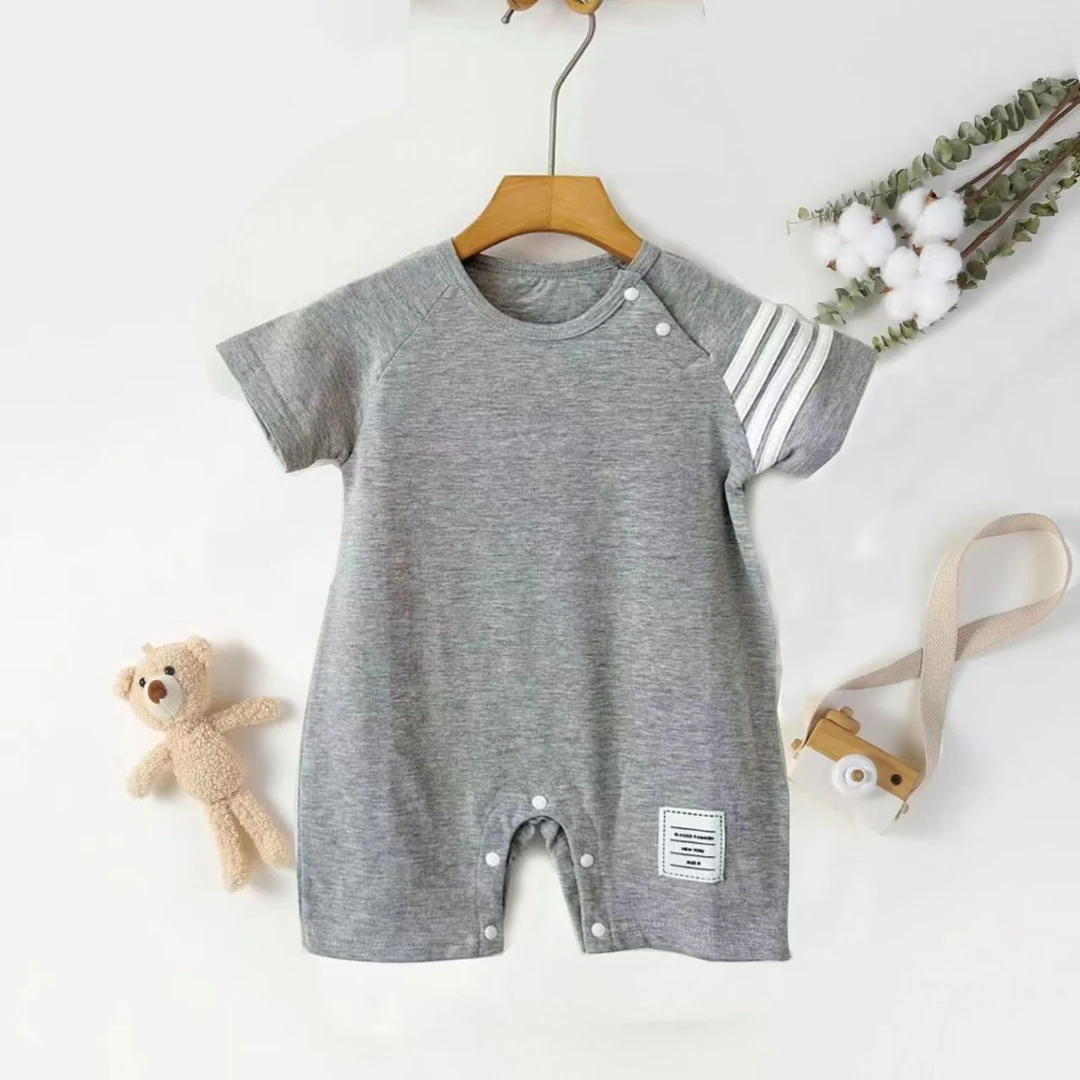 新生婴幼儿婴儿连体哈衣夏季半袖A类爬服超萌休闲简约居家外出服