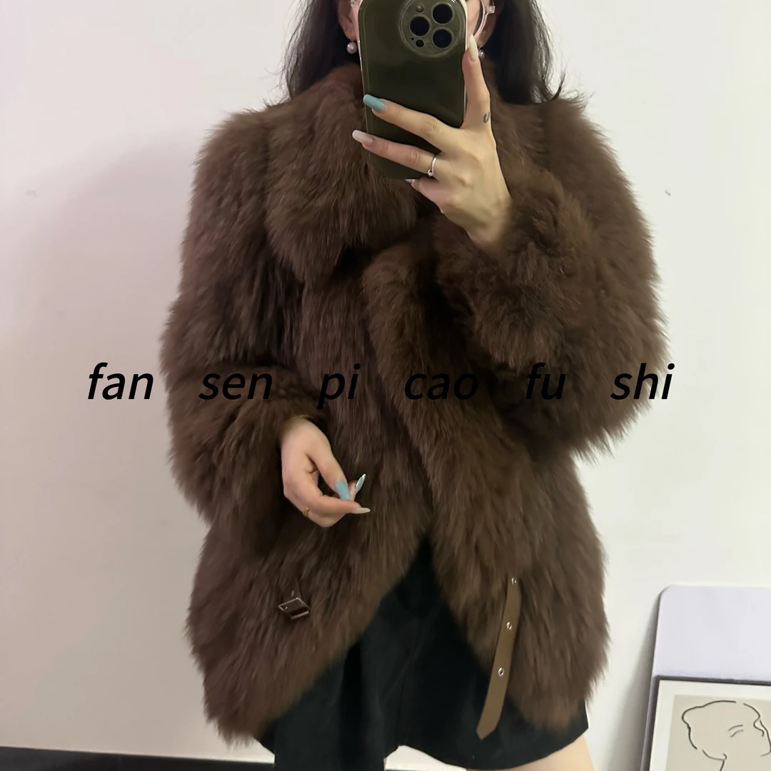 2025新款机车女神爆款狐狸毛双面编织皮草外套女大翻领气质款显瘦