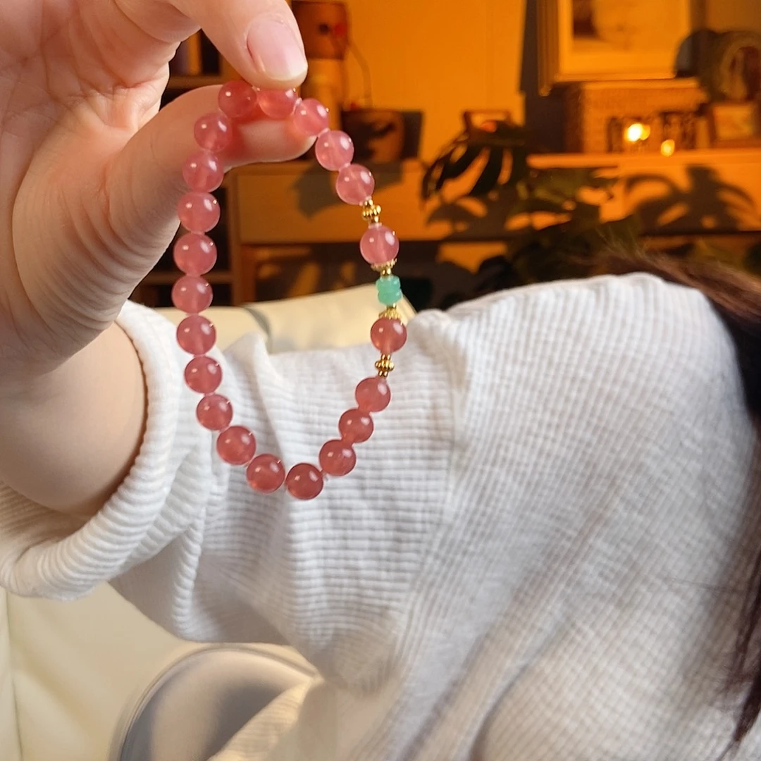 18K金镶嵌菱锰矿（红纹石）手链