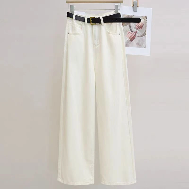 四季通用高腰长裤阔腿裤女牛仔裤女装直筒裤裤子百搭6027直筒牛仔