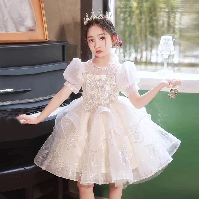公主裙女童高端礼服生日宴花童婚礼纱裙儿童主持人钢琴演奏演出服